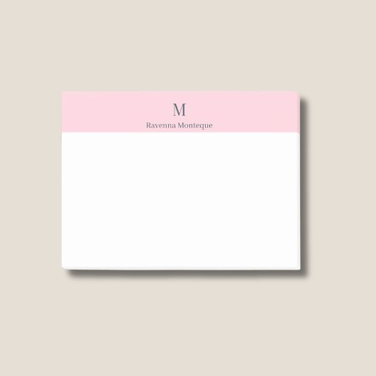 Pastell Rosa Süße Personalisierte Monogramm Name Post-it Klebezettel