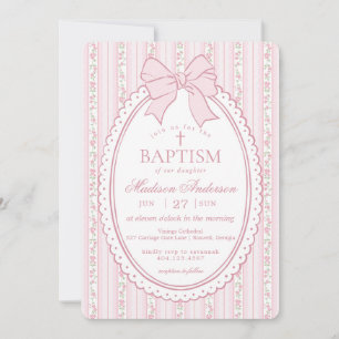 Pastell Rosa Vintage Feine Florale Taufe Einladung