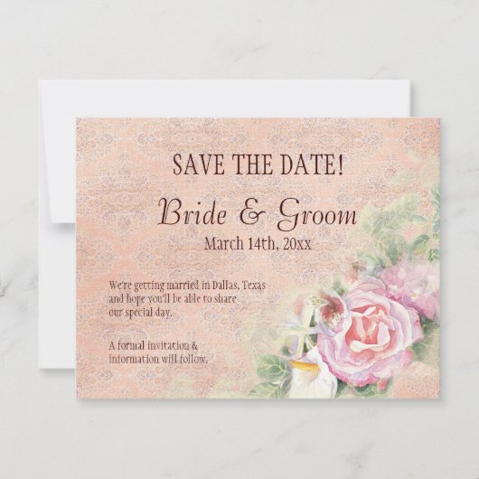 Pastell Rose & Calla Lilies - Save the Date Karte (Vorderseite)