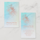 *~* Pastell Rose Gold Palm Leaf Türkis Ombre Visitenkarte (Vorne/Hinten)