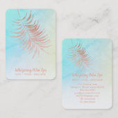 *~* Pastell Rose Gold Palmblättriger Ombre Türkis Visitenkarte (Vorne/Hinten)