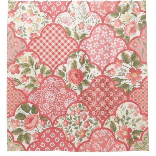 Pastell-Rose Muster für Blumenmuster Duschvorhang (Vorderseite)