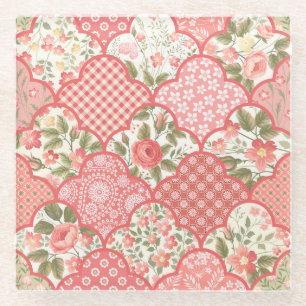 Pastell-Rose Muster für Blumenmuster Glasuntersetzer