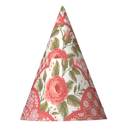 Pastell-Rose Muster für Blumenmuster Partyhütchen (Vorderseite)