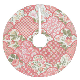 Pastell-Rose Muster für Blumenmuster Polyester Weihnachtsbaumdecke