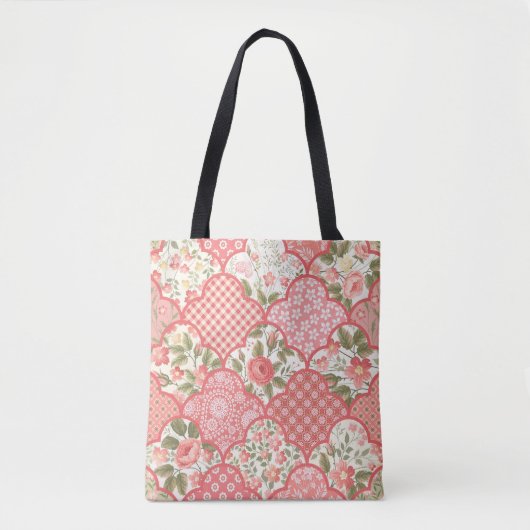 Pastell-Rose Muster für Blumenmuster Tasche (Vorderseite)