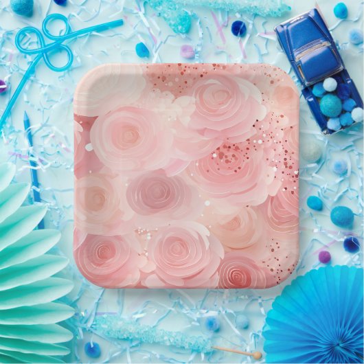 Pastell-Rose-Papier-Teller Pappteller (Party)