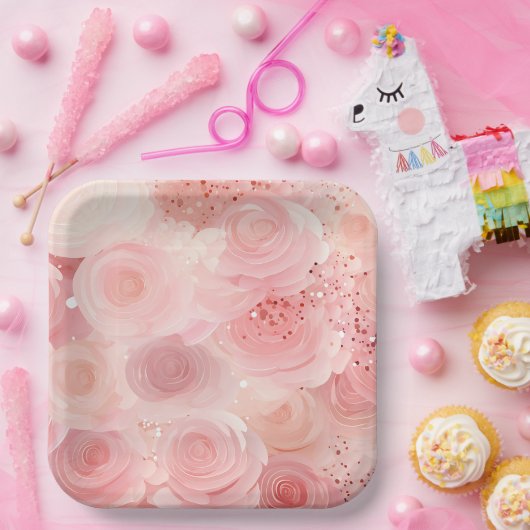 Pastell-Rose-Papier-Teller Pappteller (Party)