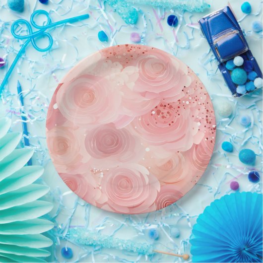 Pastell-Rose-Papier-Teller Pappteller (Party)