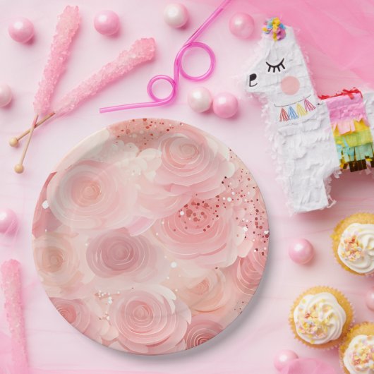 Pastell-Rose-Papier-Teller Pappteller (Party)