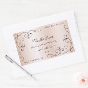 Pastell Rose Rosa Produktkennzeichnungen Verzierte Rechteckiger Aufkleber