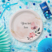 Pastell-Rose und goldenes Rahmen elegantes Templat Pappteller (Party)