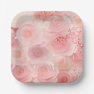 Pastell-Rosen-Papierteller Pappteller