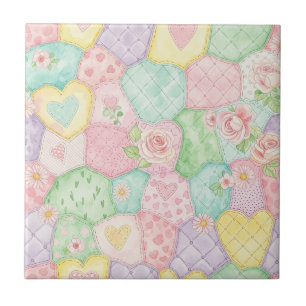 Pastell-Rosengarten-Muster Fliese