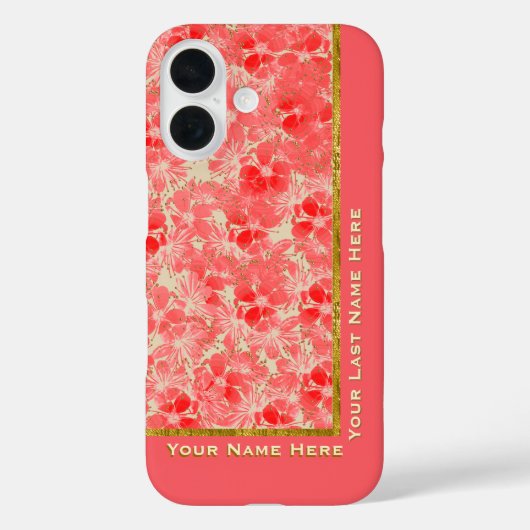 Pastell Rote Blume Blüten auf Creme - Personalisie Case-Mate iPhone Hülle (Rückseite)