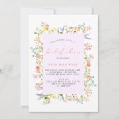 Pastell Rustikale Wildblume Rahmen Brautparty Einladung (Vorderseite)
