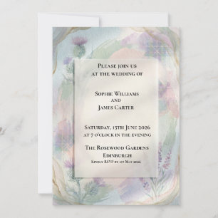 Pastell-Sage-Pfirsich-Blumen-Hochzeitseinladung Einladung