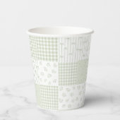 Pastell-Sagegrün-Vintage-Patchwork-Baby-Shower Pappbecher (Rückseite)