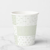 Pastell-Sagegrün-Vintage-Patchwork-Baby-Shower Pappbecher (Vorderseite)