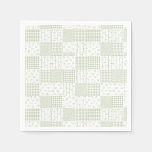 Pastell-Sagegrün-Vintage-Patchwork-Baby-Shower Serviette (Vorderseite)