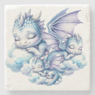 Pastell schlafender Drache Steinuntersetzer