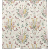 Pastell-Schmetterling mit Blumenmuster Duschvorhang (Vorderseite)