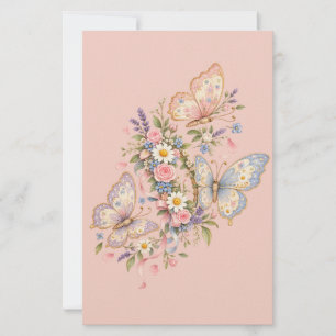 Pastell-Schmetterlings-Geburtstagsgarten Briefpapier