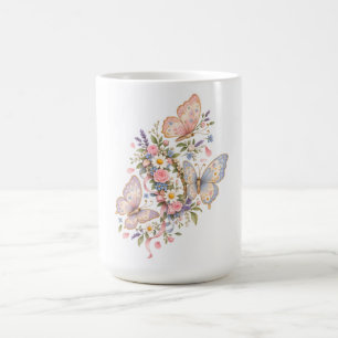 Pastell-Schmetterlings-Geburtstagsgarten  Kaffeetasse