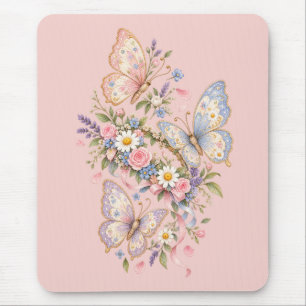 Pastell-Schmetterlings-Geburtstagsgarten Mousepad