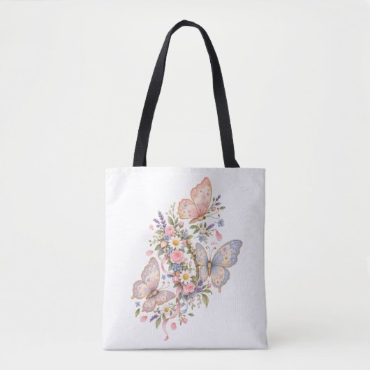 Pastell-Schmetterlings-Geburtstagsgarten  Tasche (Vorderseite)