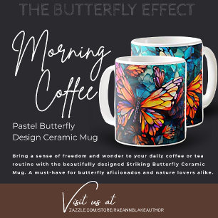 Pastell-Schmetterlingsdesign Keramik-Tasse Kaffeetasse