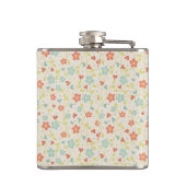 Pastell Schönes Frühlingsblumenmuster Monogramm Flachmann (Rückseite)
