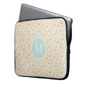 Pastell Schönes Frühlingsblumenmuster Monogramm Laptopschutzhülle (Vorderseite Links)