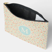 Pastell Schönes Frühlingsblumenmuster Monogramm Zubehörtasche (Offen)