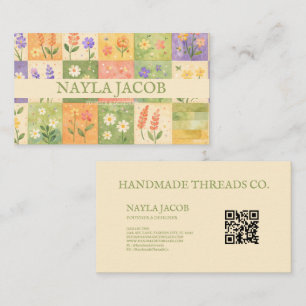 Pastell Schönes Mädchen Grün Lila Quilt Patchwork  Visitenkarte