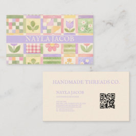 Pastell Schönes Mädchenhaftes Lila Grünes Quilt Pa Visitenkarte