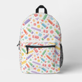 Pastell-Schulbedarf Nahtloses Muster Rucksack (Vorderseite)