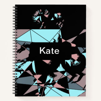 Pastell Schwarz Blau Pink Grau abstrakt Notizblock