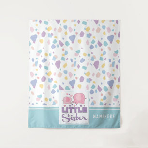 Pastell-Schwester-Elefant Farbige Muster Wandteppich