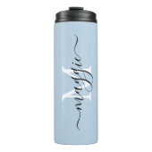 Pastell Script Monogram Thermal Tumbler Thermosbecher (Vorderseite)