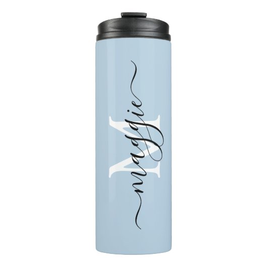 Pastell Script Monogram Thermal Tumbler Thermosbecher (Vorderseite)