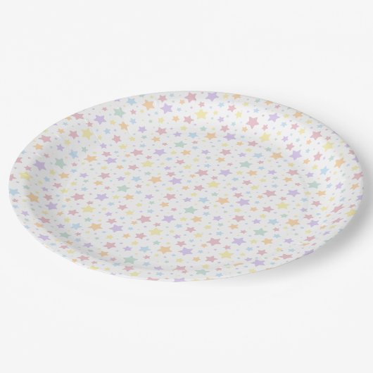 Pastell Seamless Stars Pattern Pappteller (Schrägansicht)