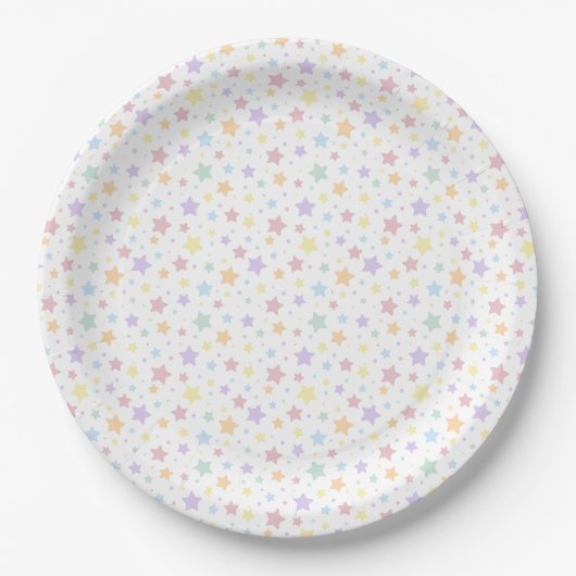 Pastell Seamless Stars Pattern Pappteller (Vorderseite)