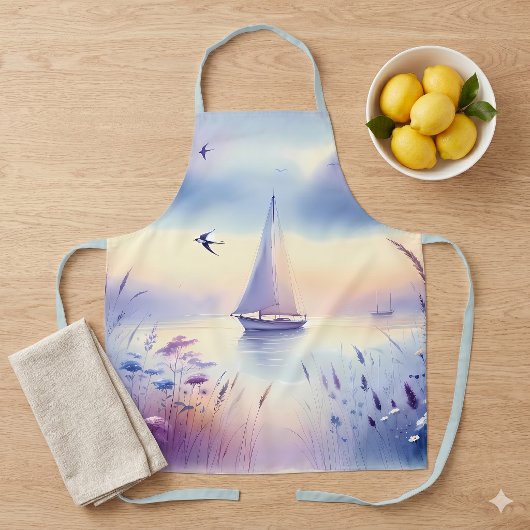 Pastell-Segelboot-Küstenlandschaftstraum Schürze