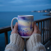 Pastell-Segelboot-Küstentraumlandschaft Kaffeetasse