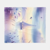 Pastell-Segelschiff-Küsten-Traumlandschaft Fleecedecke (Vorderseite (Horizontal))