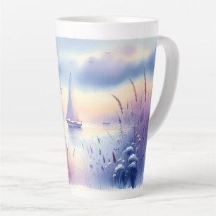Pastell-Segelschiff-Küsten-Traumlandschaft Milchtasse