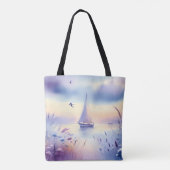 Pastell-Segelschiff-Küsten-Traumlandschaft Tasche (Rückseite)