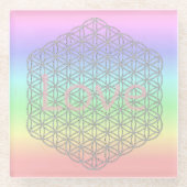Pastell Silver Mandala Energy  Glasuntersetzer (Vorderseite)