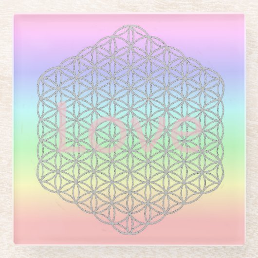 Pastell Silver Mandala Energy  Glasuntersetzer (Vorderseite)